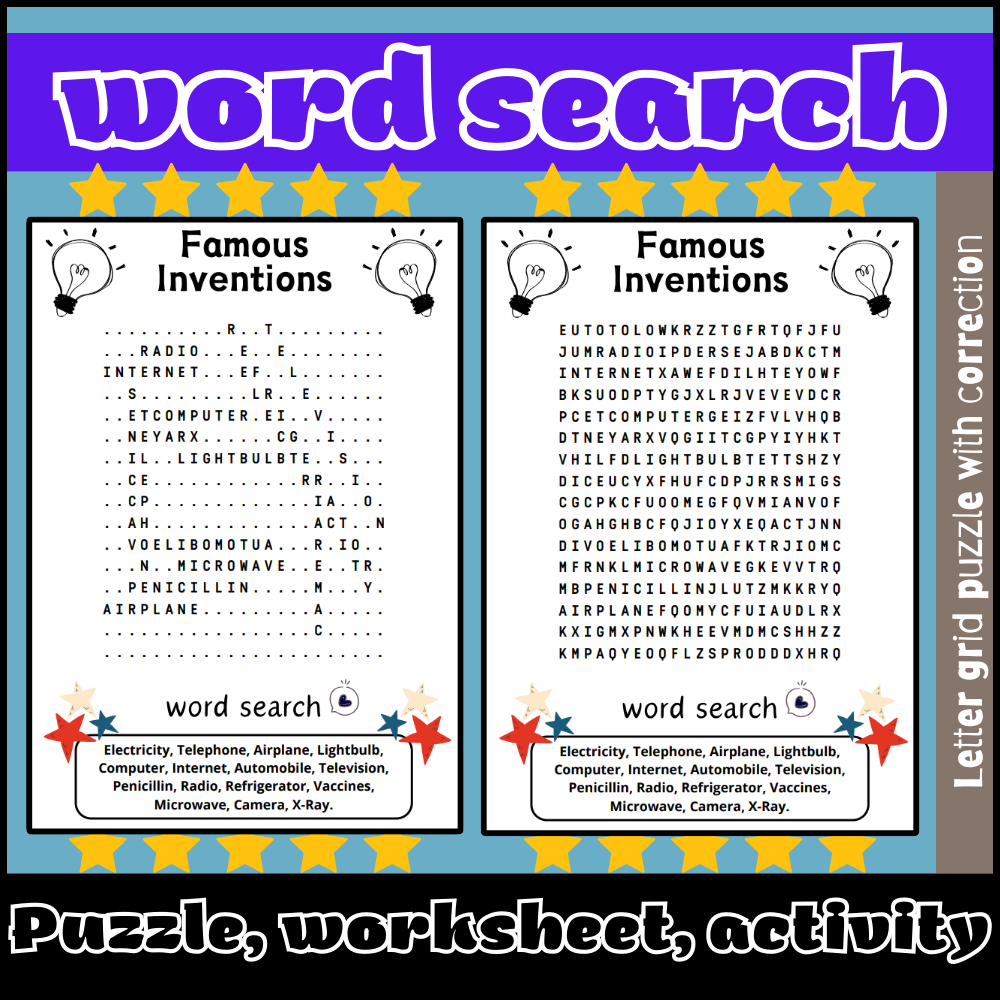 Famous Inventions Word Search Puzzle Worksheet Activity Made By Teachers