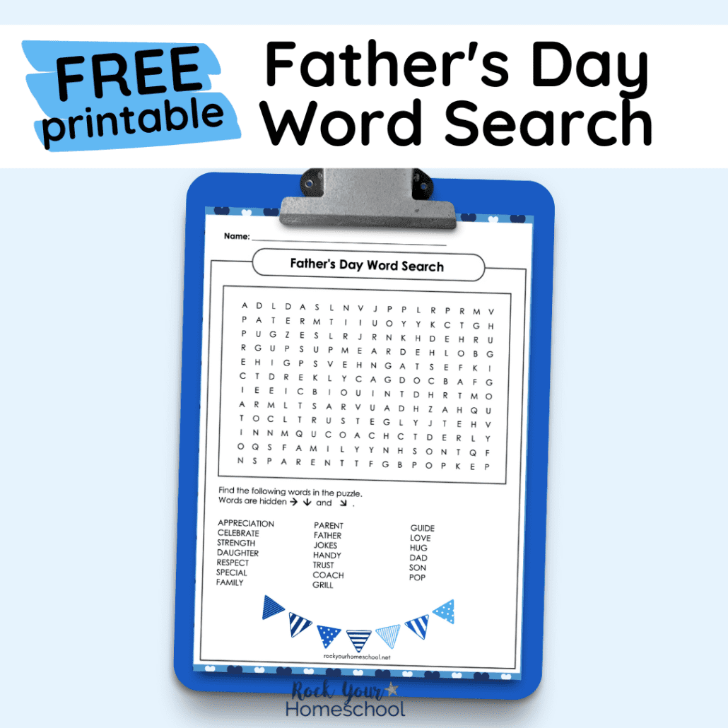 father s day word search rock your homeschool