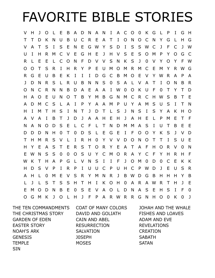 FAVORITE BIBLE STORIES Word Search WordMint