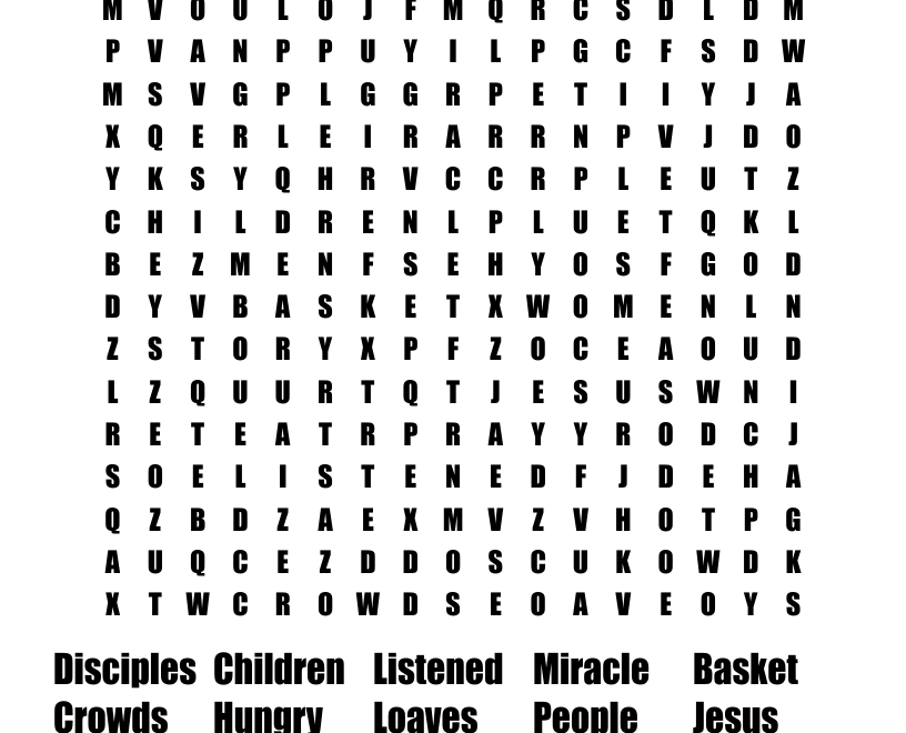 Feeding 5000 Word Search WordMint