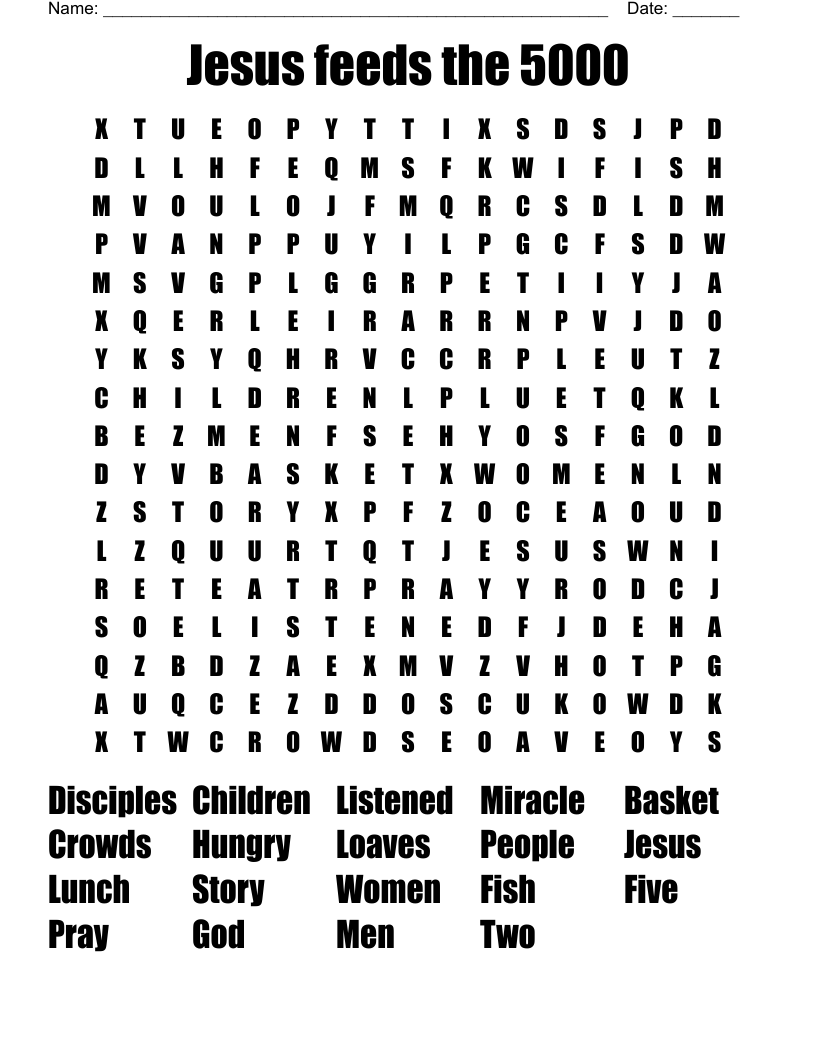 Feeding 5000 Word Search WordMint