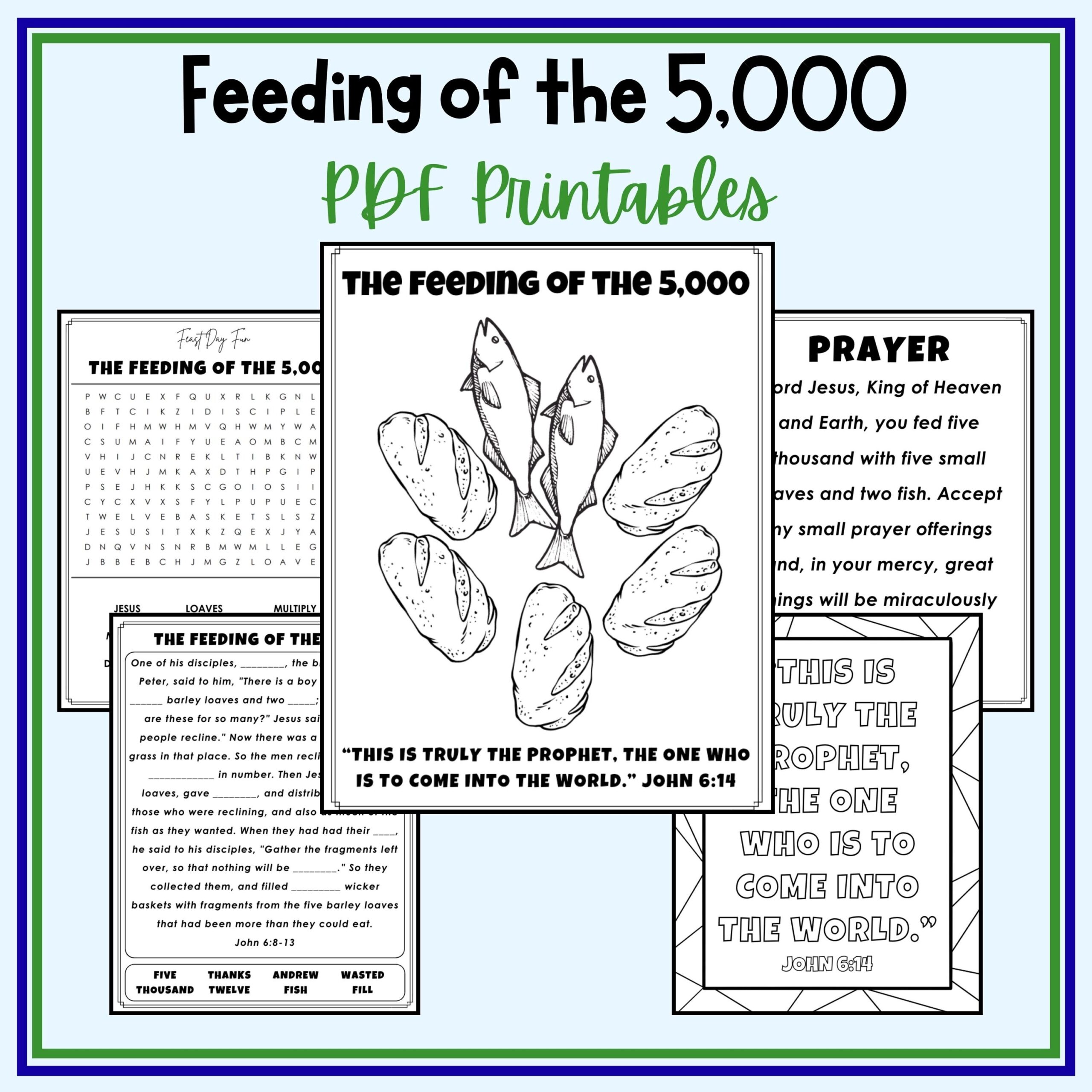 Feeding Of The 5 000 Printable Kids Activities Coloring Pages Word Search Miracle Of The Loaves And Fishes Jesus Feeds The Five Thousand Etsy