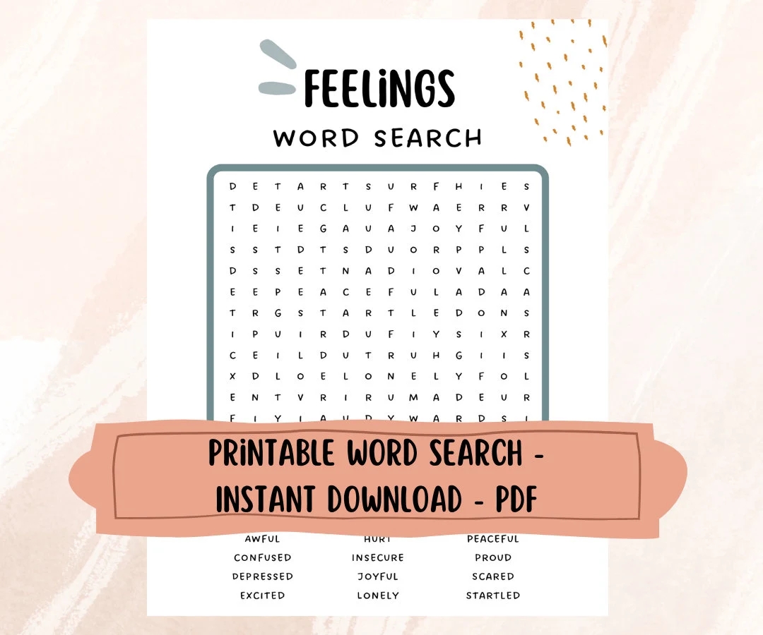Free Printable Word Searches Feelings