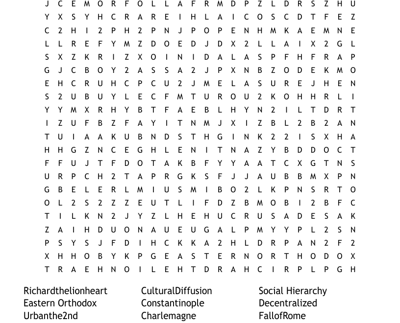 Feudalism Word Search WordMint