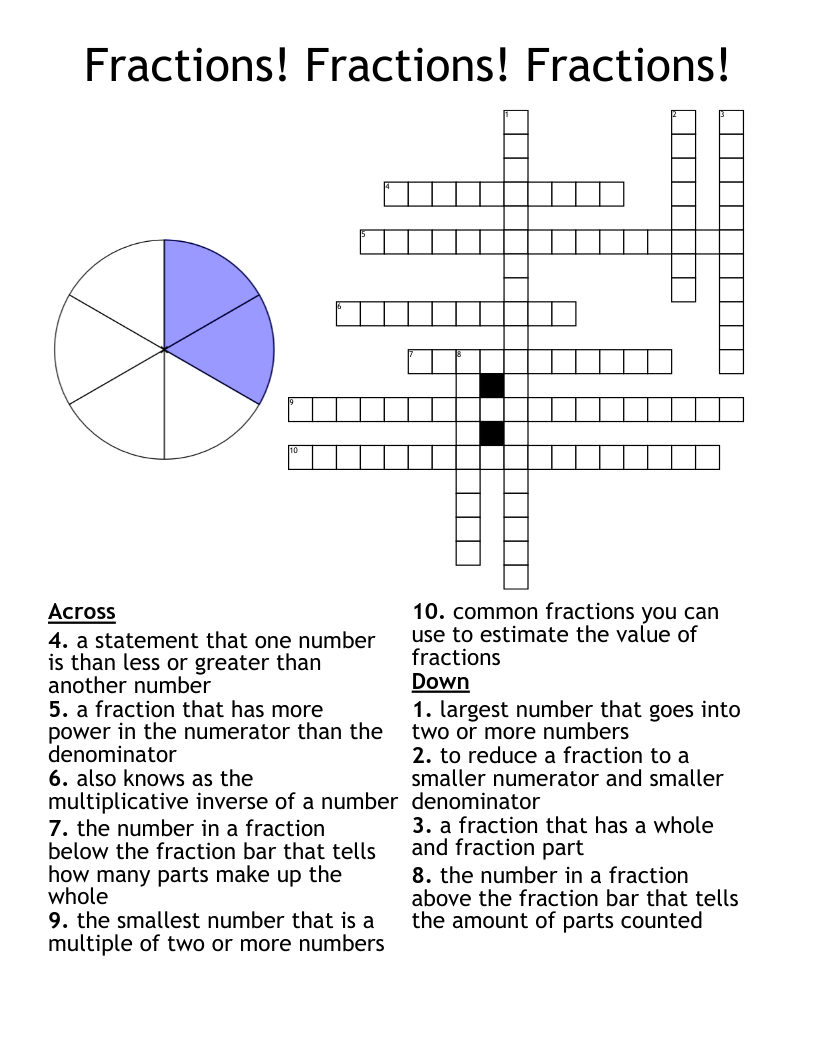 Find The Fraction Words Word Search WordMint