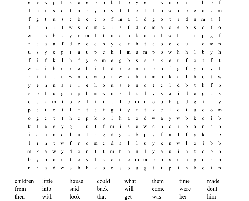 First 100 High Frequency Words 1 50 Word Search WordMint