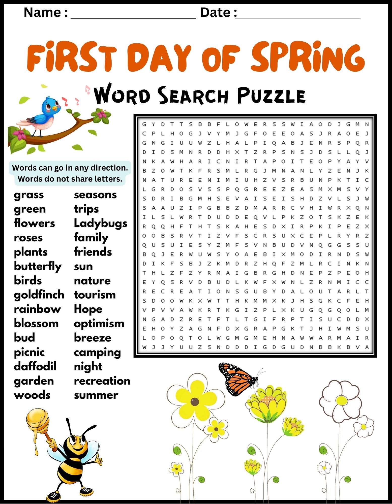 Free Printable Spring Word Search