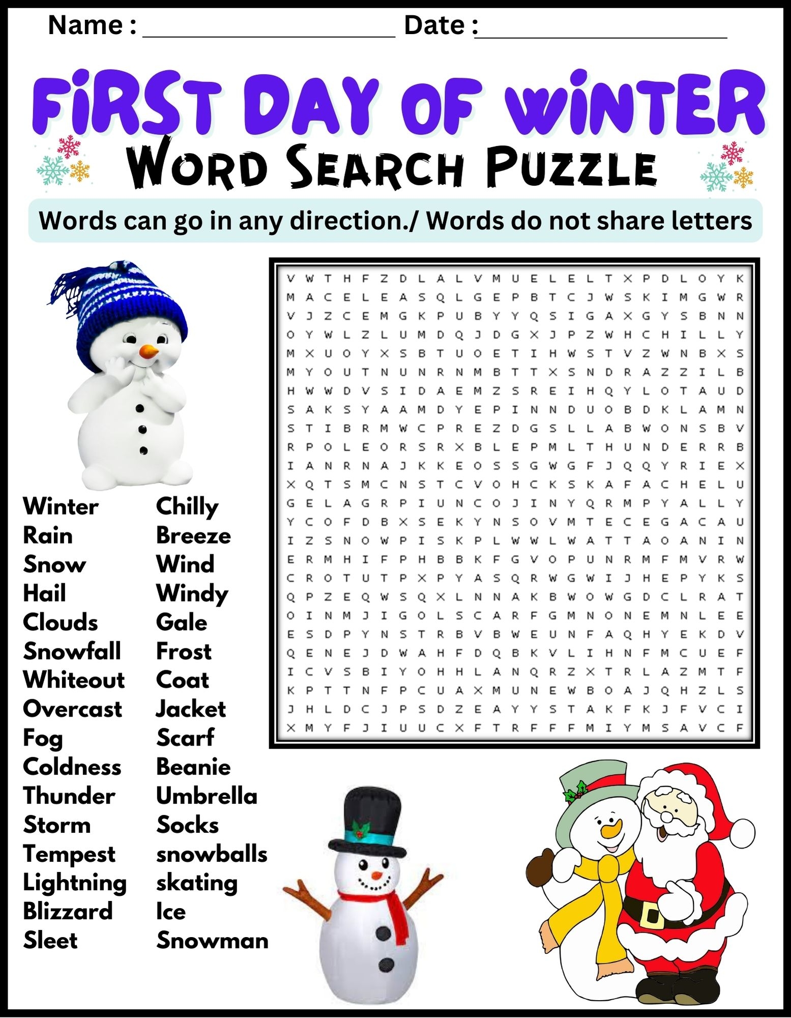 Free Printable First Words Word Searches For Kids