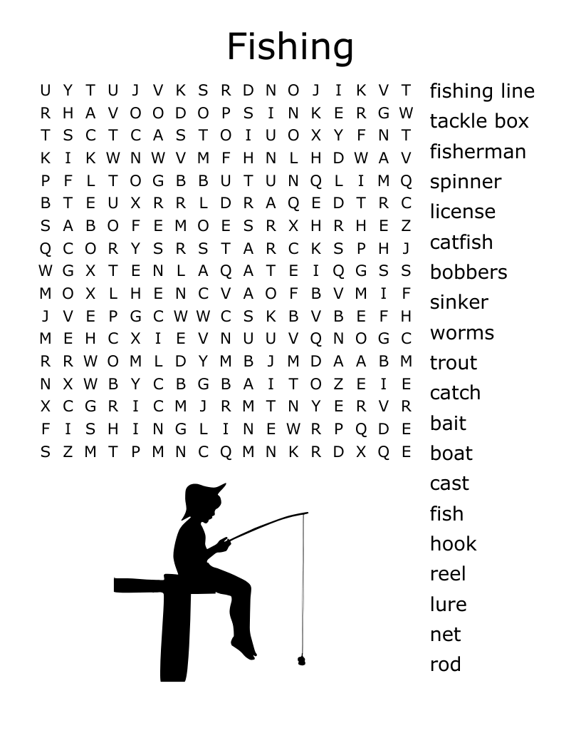 Fishing Word Search WordMint