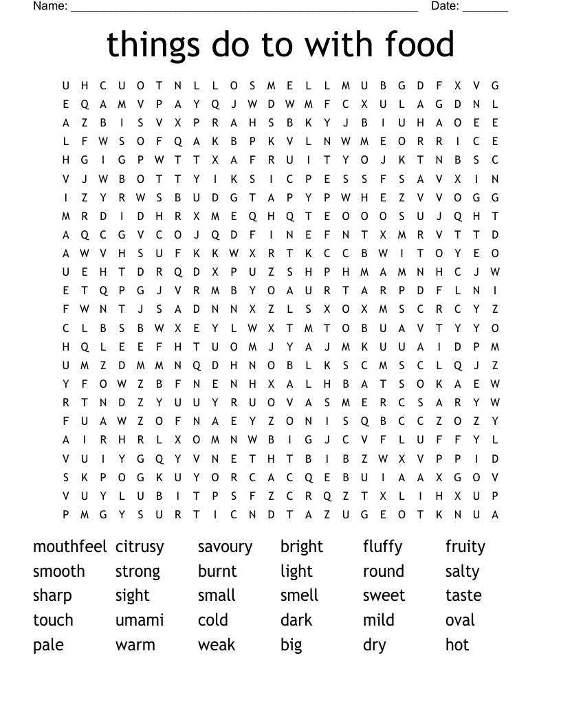 Five Senses Word Search WordMint