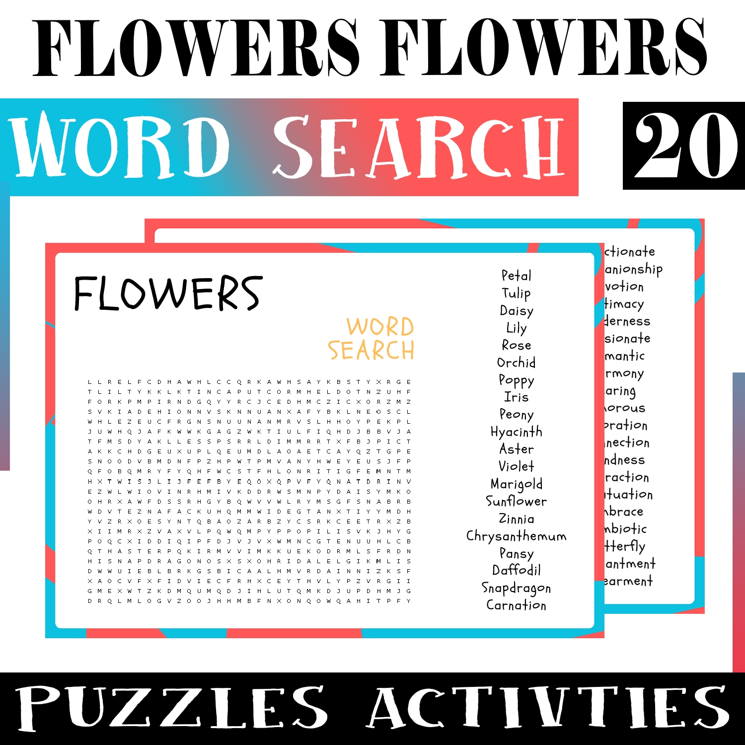 Flowers No Prep Word Search Puzzle Worksheet Activity For Morning Work Made By Teachers