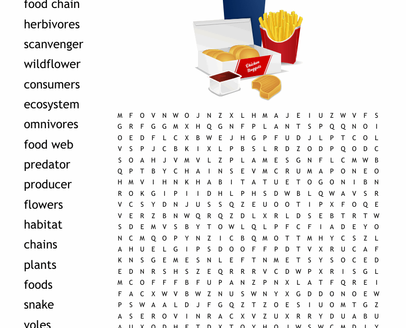 Food Chain Word Search WordMint