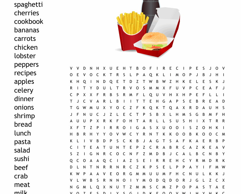 Food Food Food Word Search WordMint