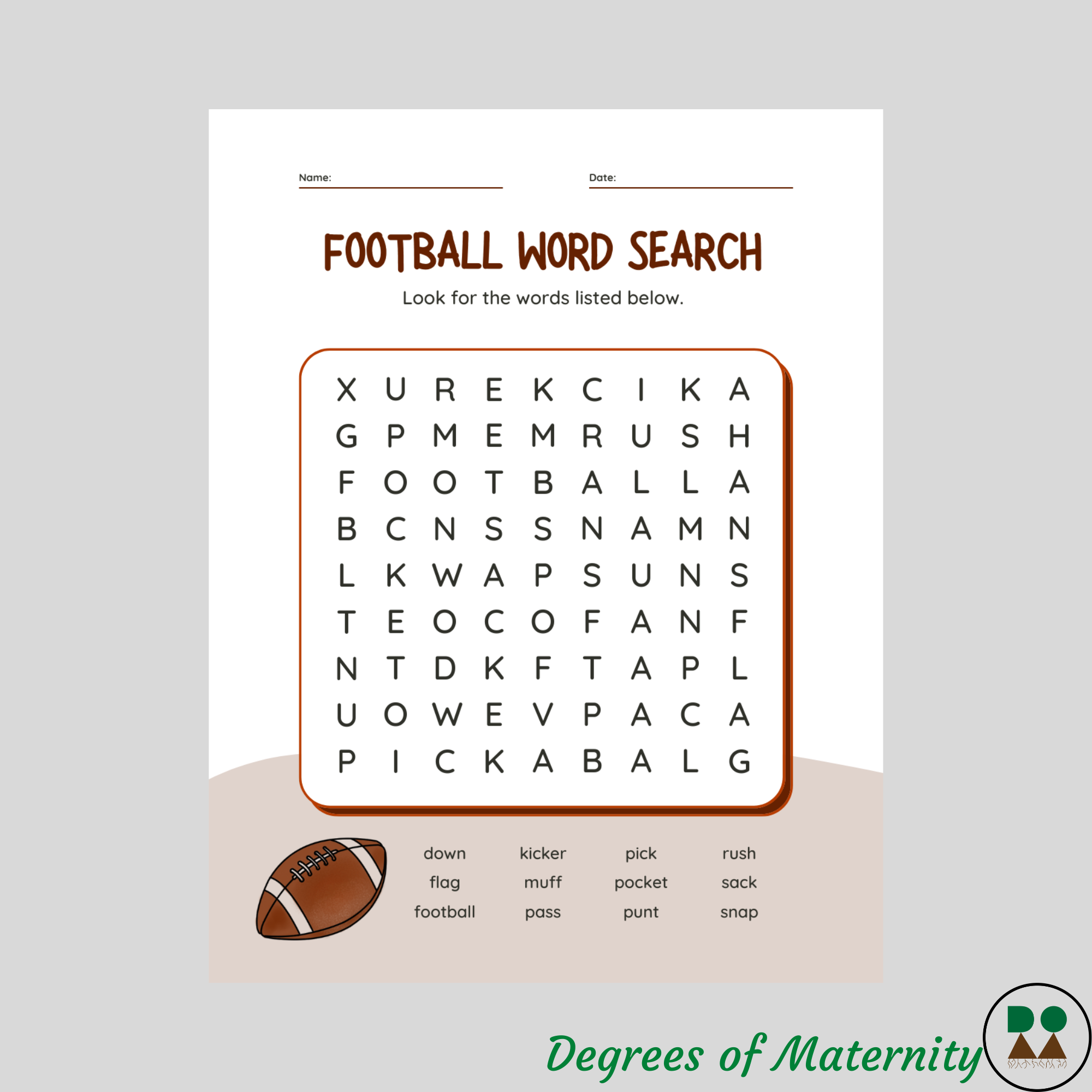 Free Printable Nfl Word Search