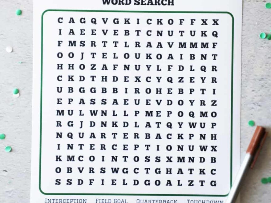 Football Word Search Pretty Providence