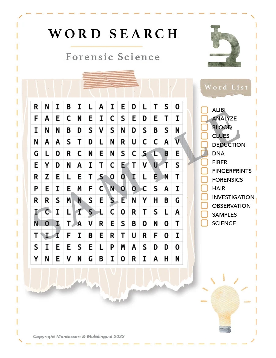 Forensic Science Detective Pack Bilingual SPANISH Matching Printable Game Wildlife Watercolor Artwork Homeschool Play Paper Dolls Etsy