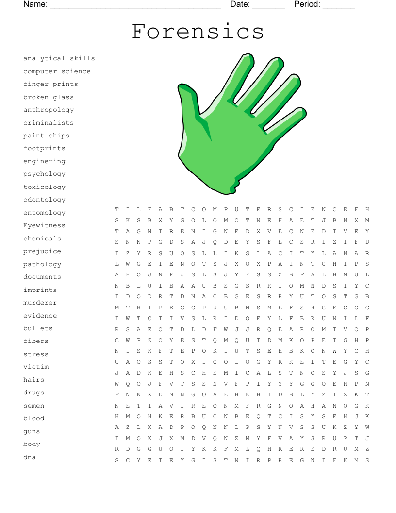 Forensics Hair Analysis Word Search WordMint