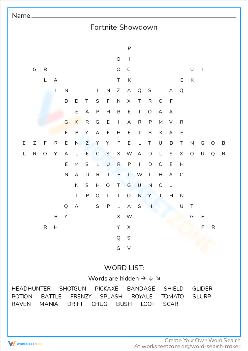 Fortnite Word Search Worksheets Printable