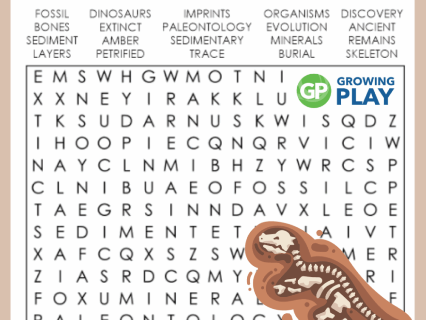 Fossil Word Search Printable Free PDF Growing Play