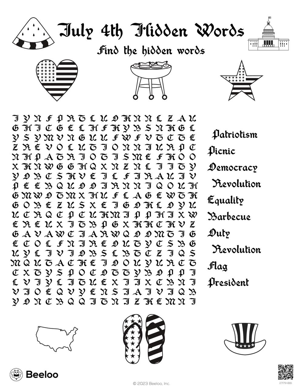 4th Of July Word Search Puzzle Printables