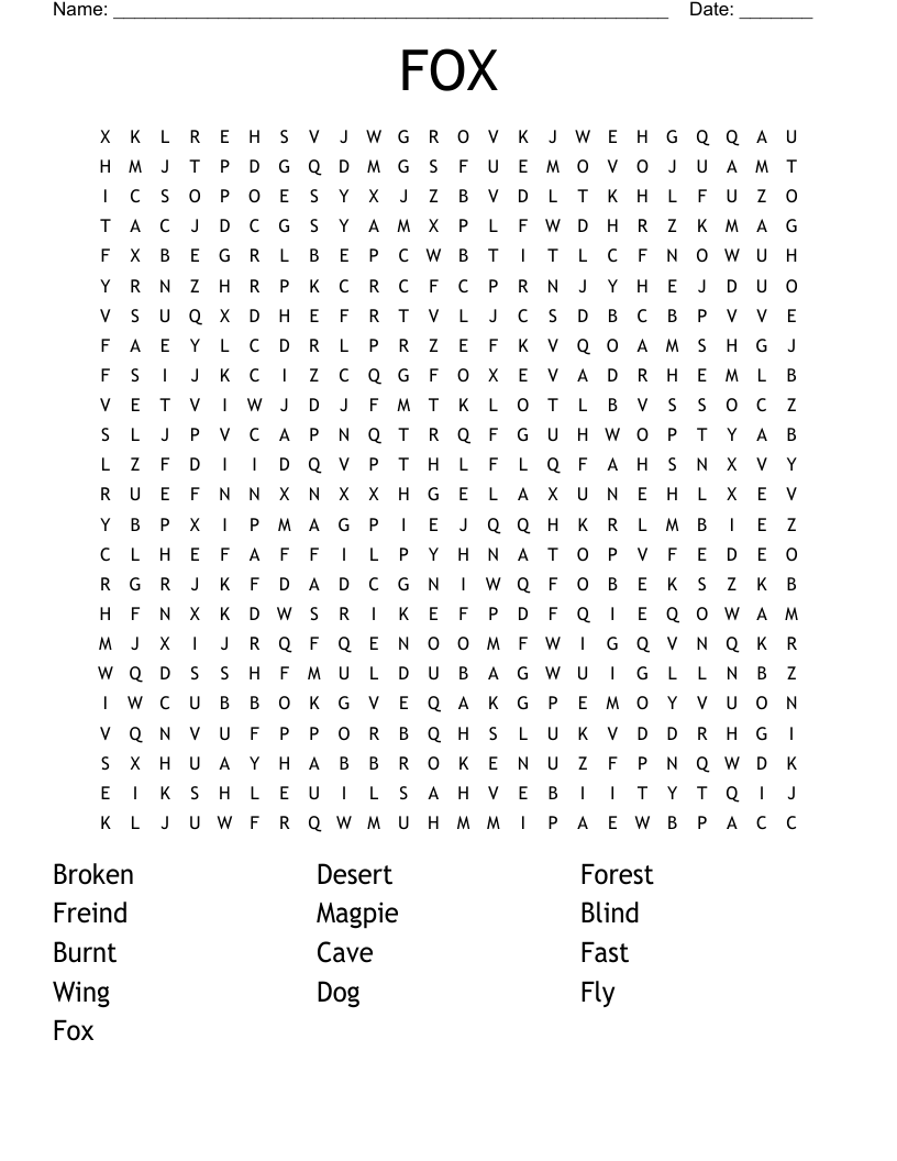 Printable Word Searches Easy