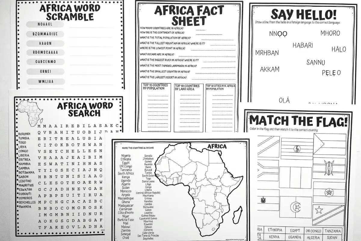 Geography Africa Word Search Printable