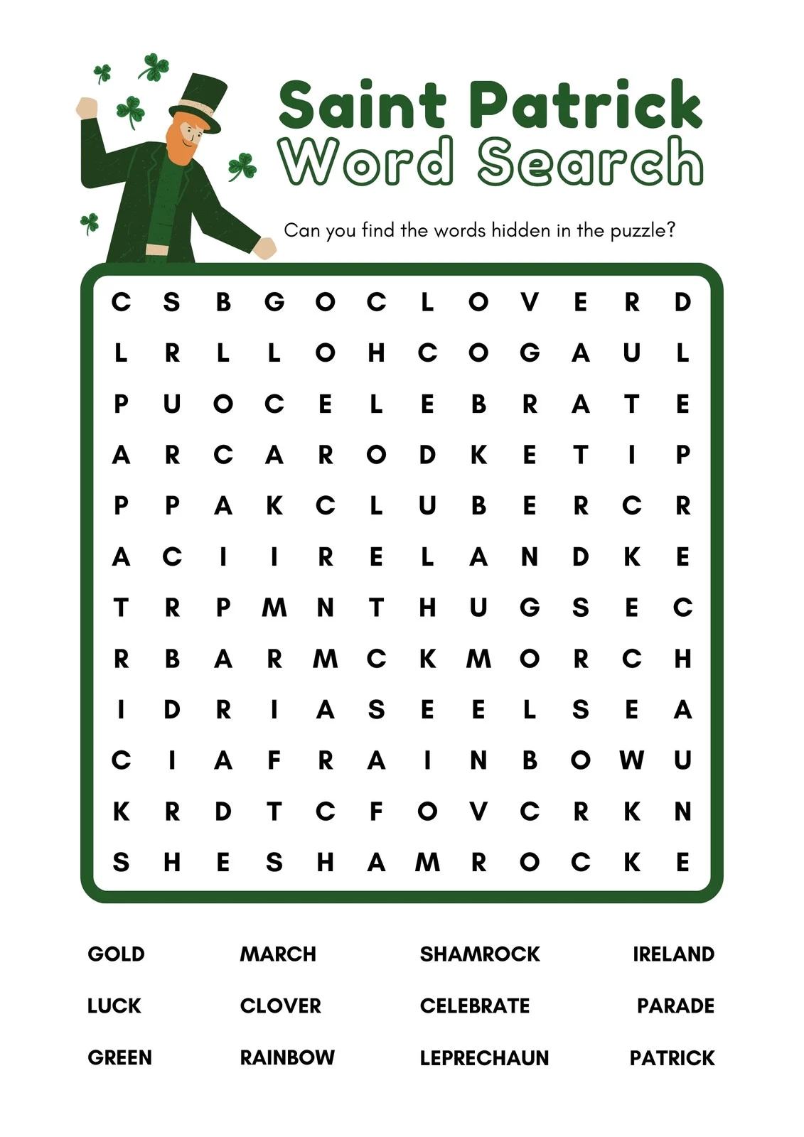 Word Search Crossword Puzzle Printable