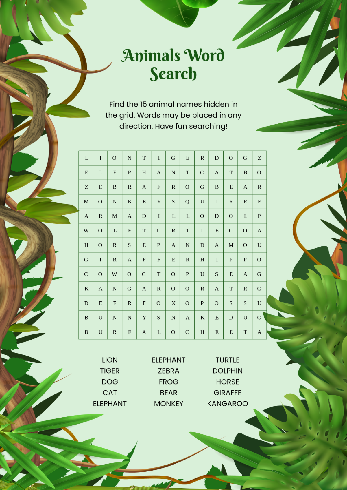 Free Printable Custom Word Search