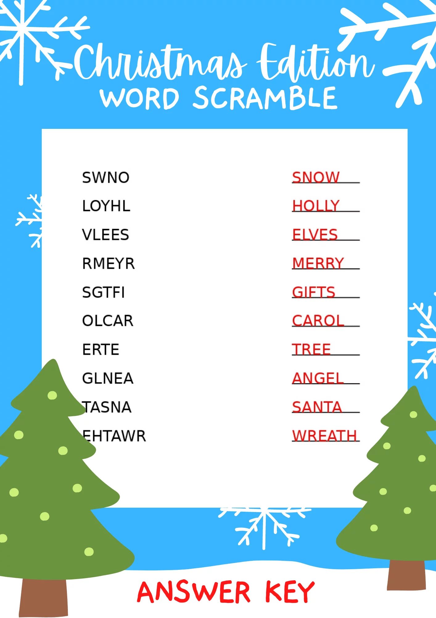 Free Christmas Word Scramble Printables For 2025 Crazy Laura