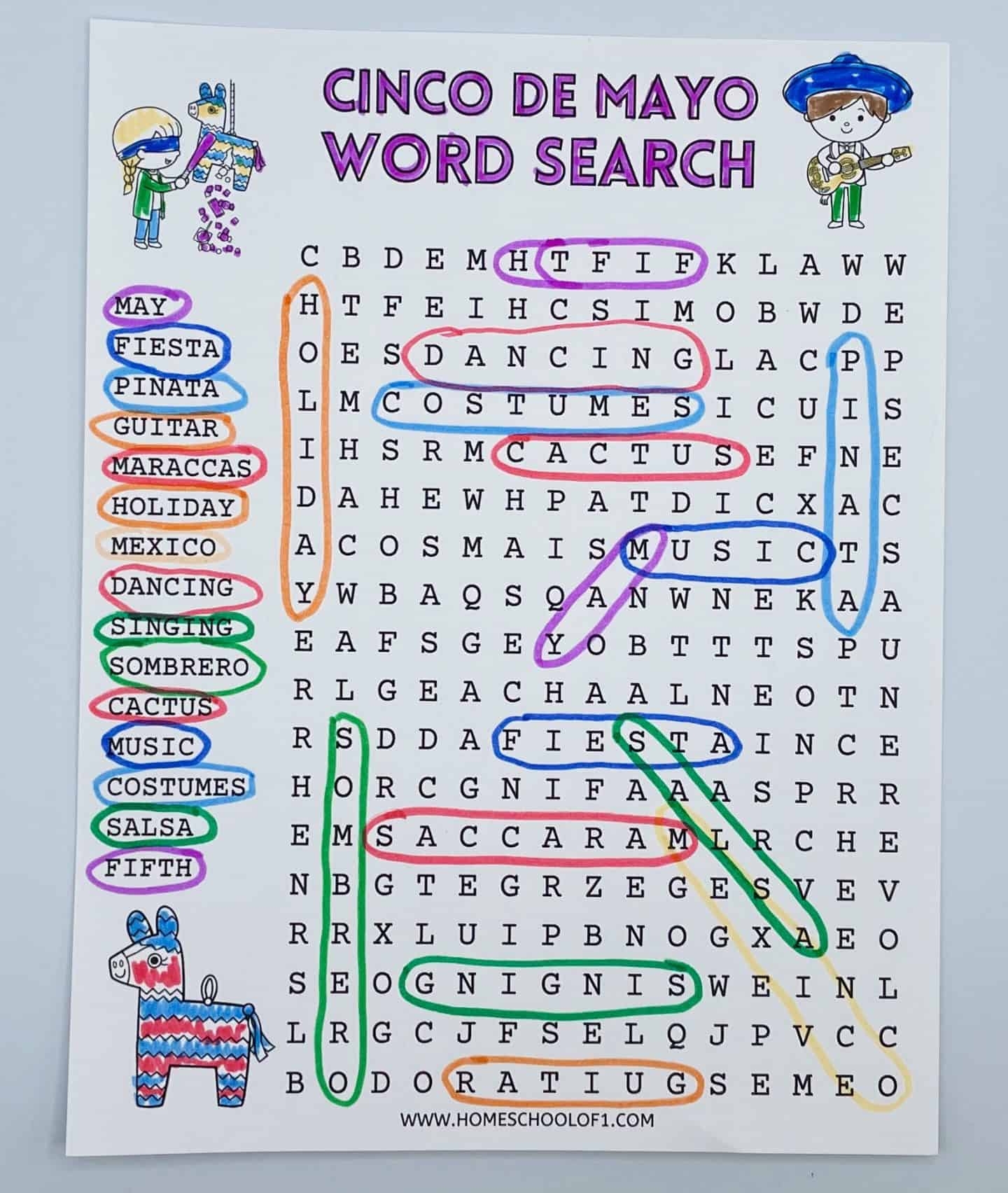 free cinco de mayo word search printable for kids