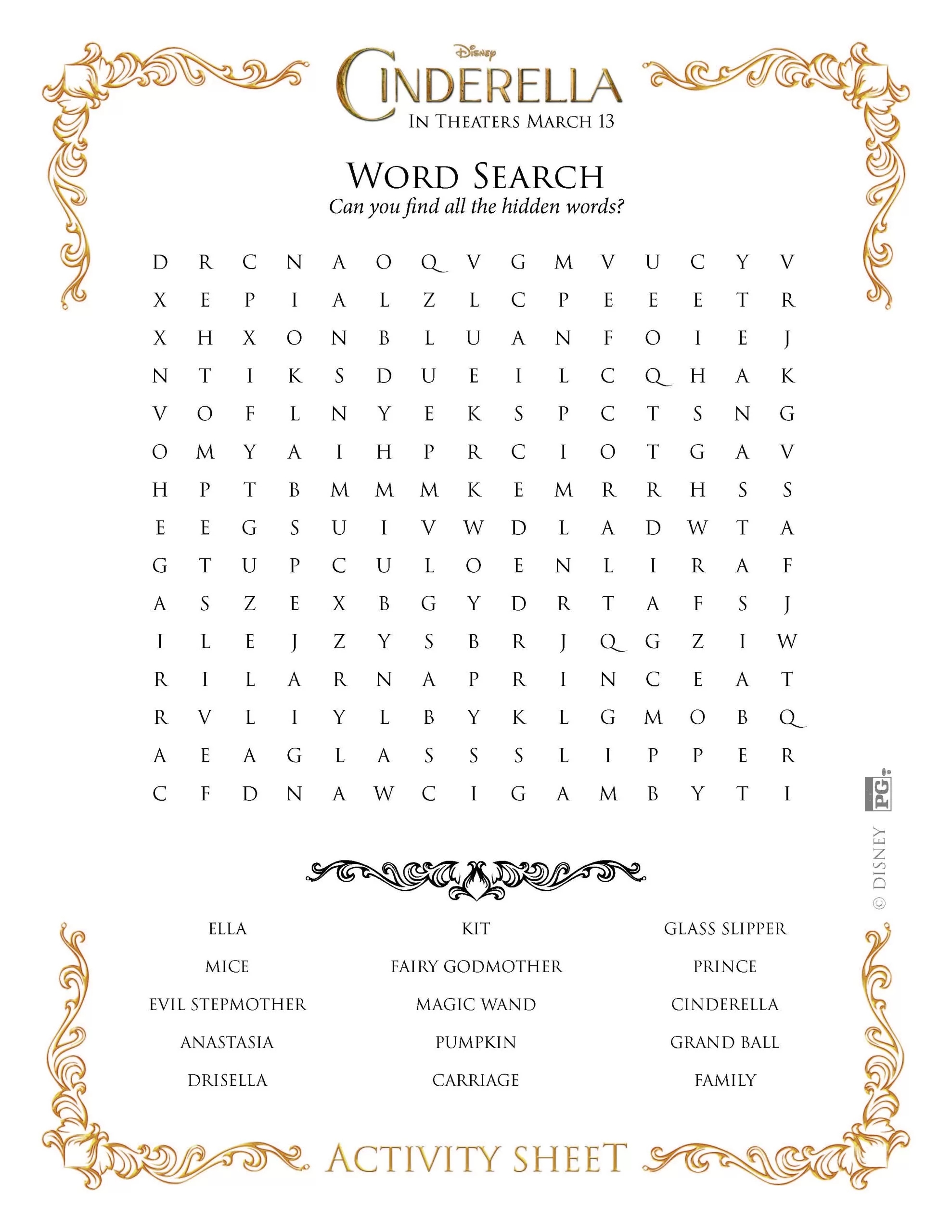 Free Printable Disney Word Searches