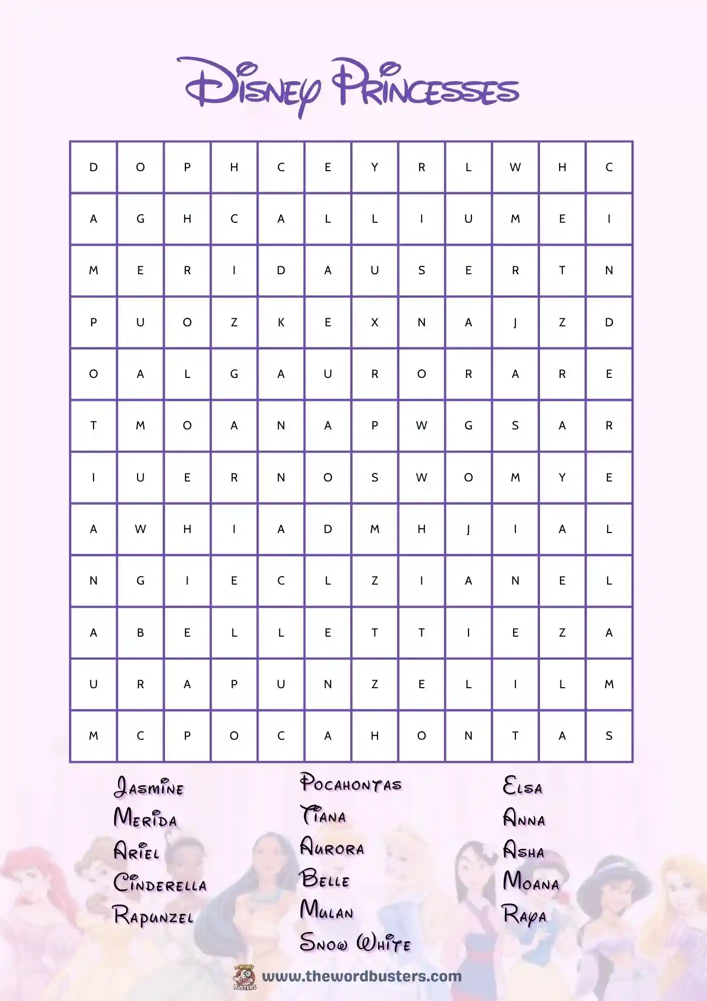  Free Disney Word Search Printables PDF