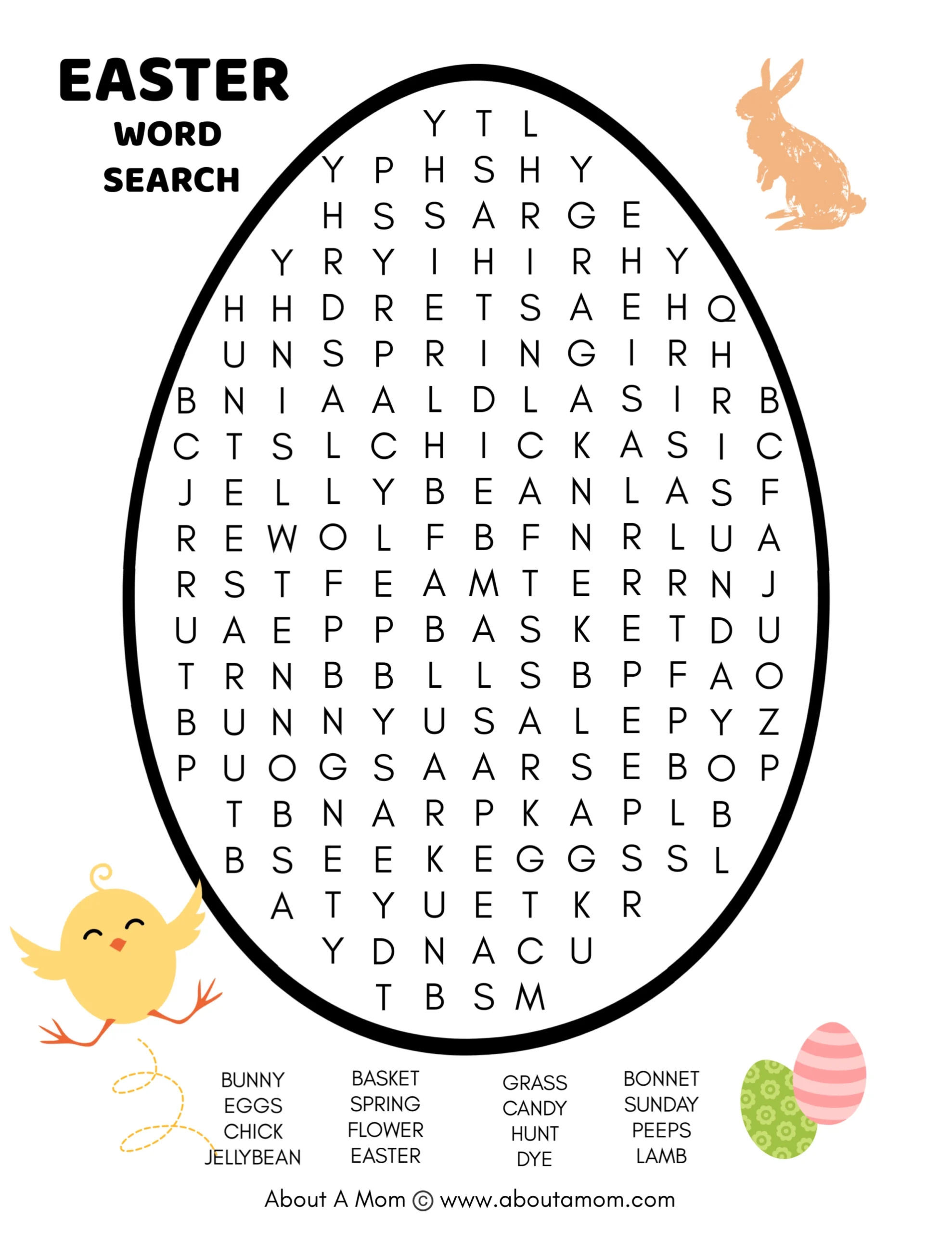Free Easter Word Search Printable About A Mom Worksheets Library