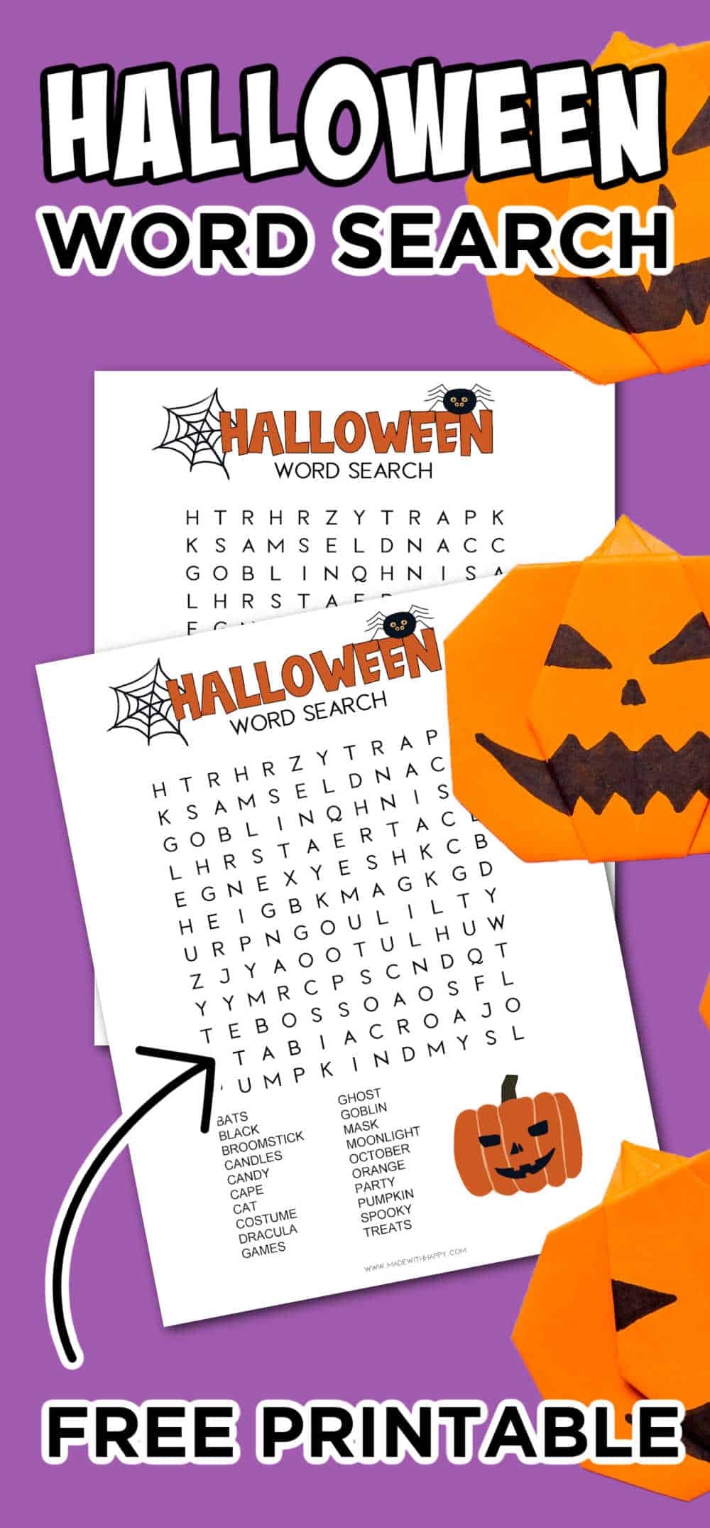FREE Halloween Word Search Printable Made With HAPPY