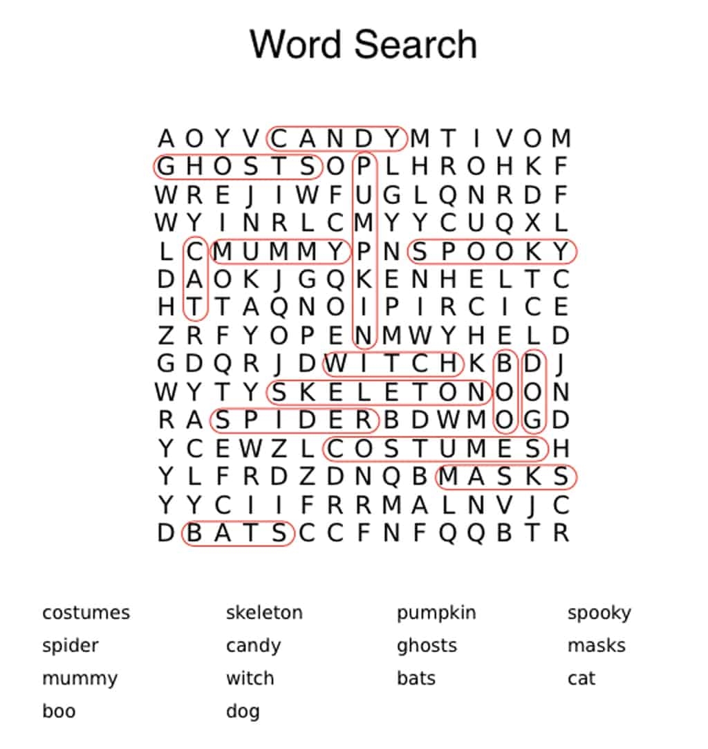 Free Halloween Word Search Printable Pretty Providence