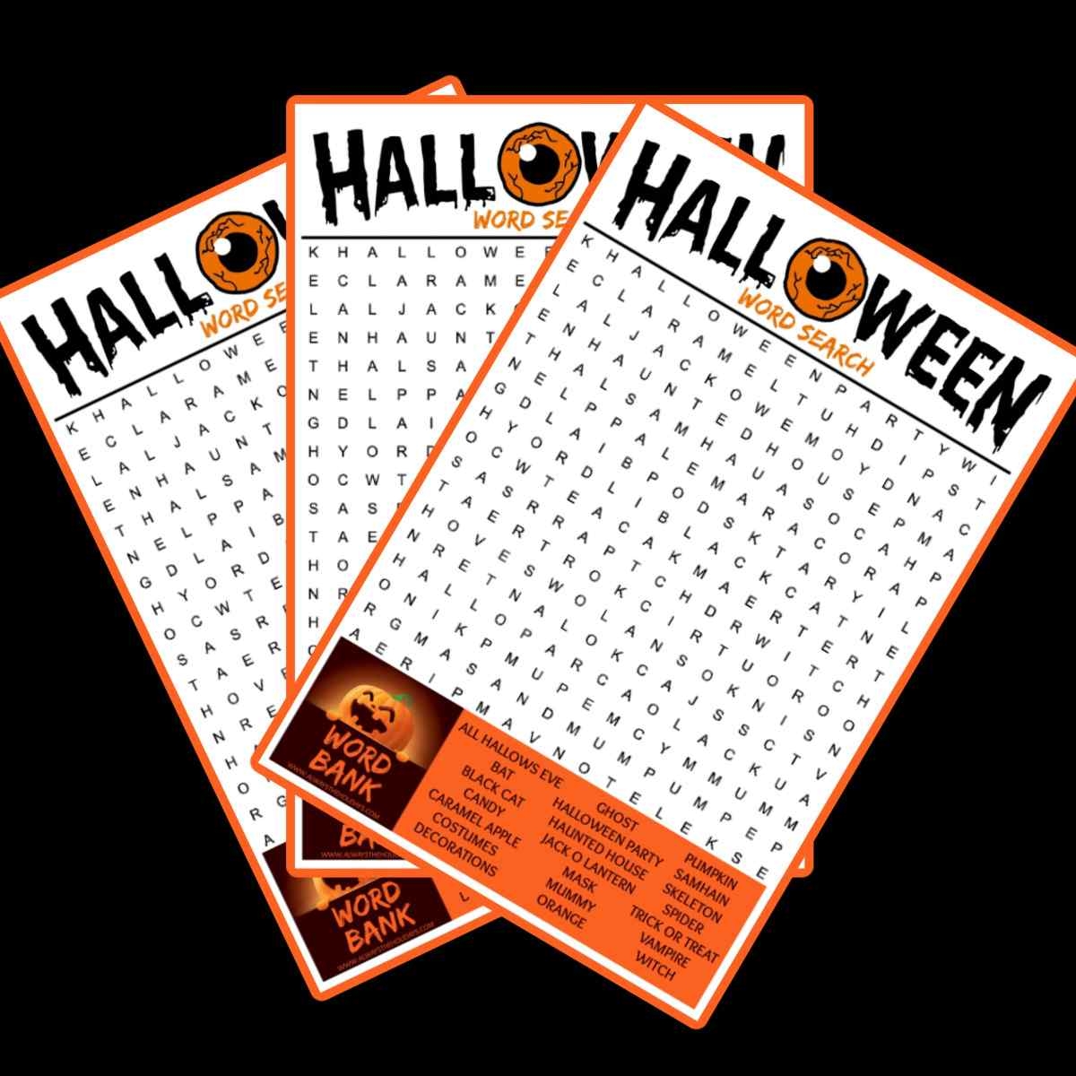 free halloween word search printable with answer key included
