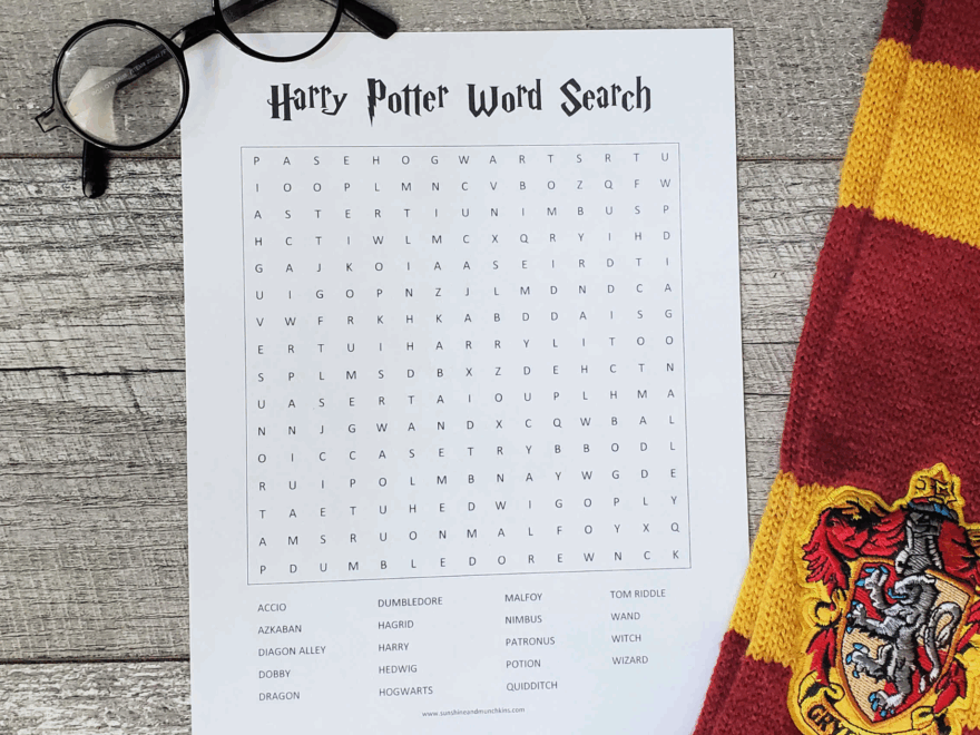 FREE Harry Potter Word Search Printable Sunshine And Munchkins