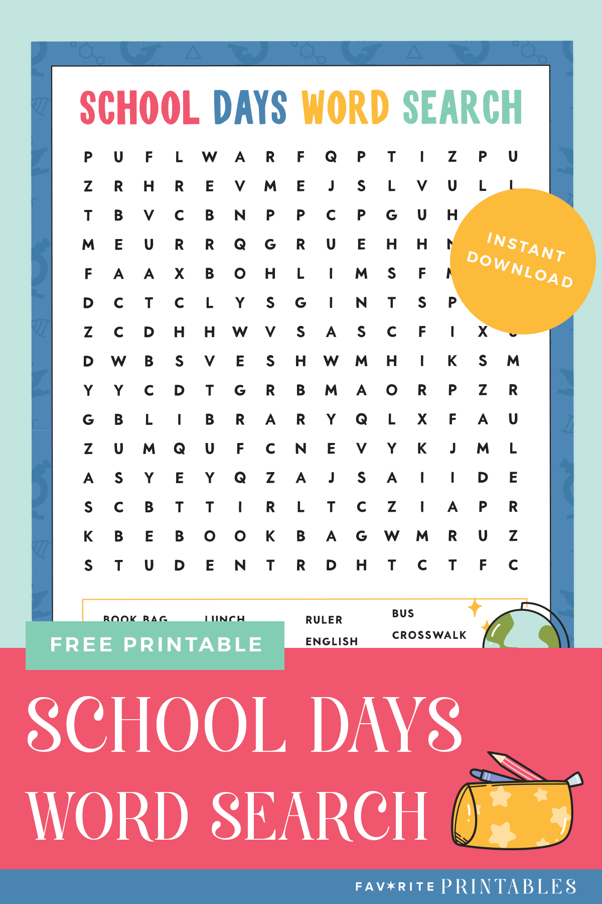 Last Day Of School Word Search Printable