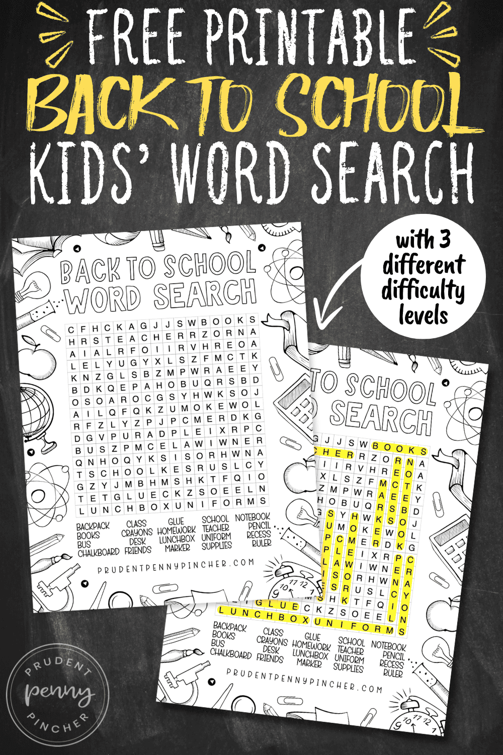 Free Printable Back To School Word Search For Kids Prudent Penny Pincher