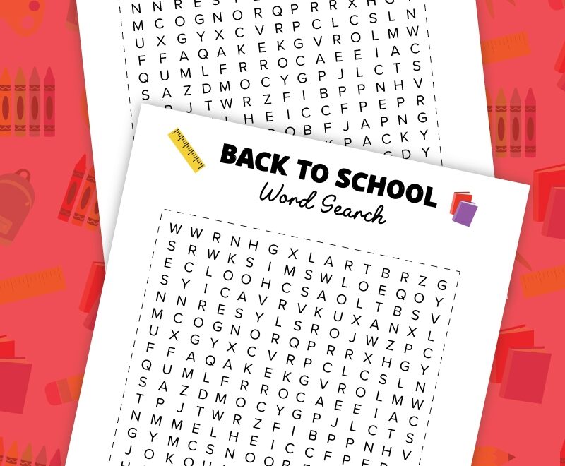 Free Printable Back To School Word Search Pjs And Paint