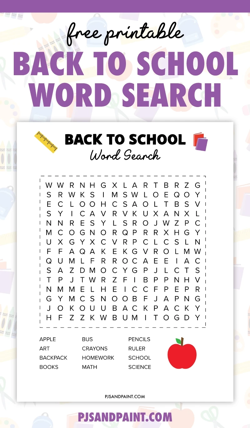 Back To School Word Search Free Printable