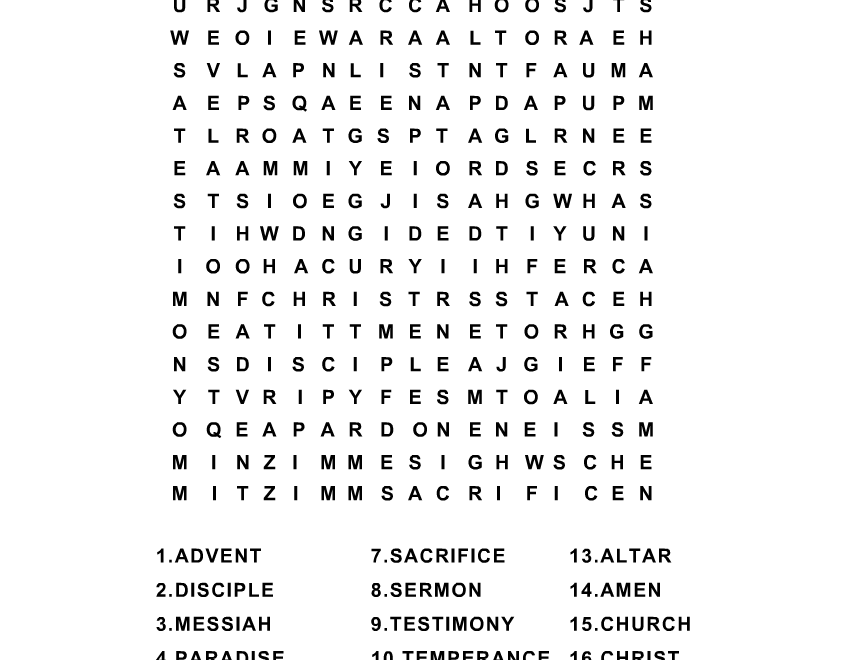 Free Printable Bible Word Search Puzzles With Answer Key