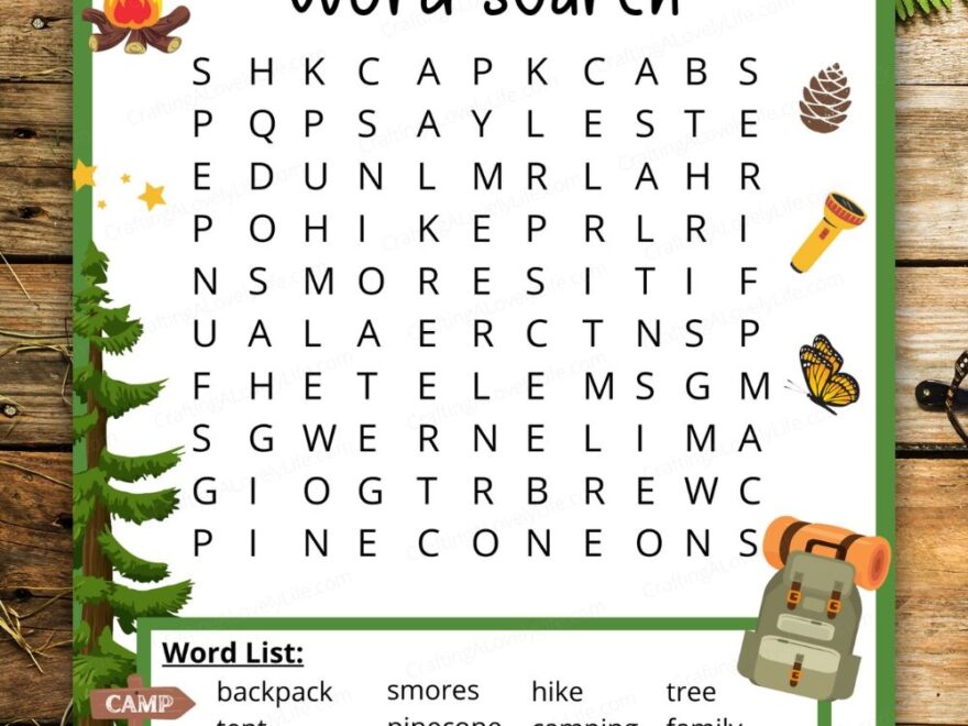 Free Printable Camping Word Search