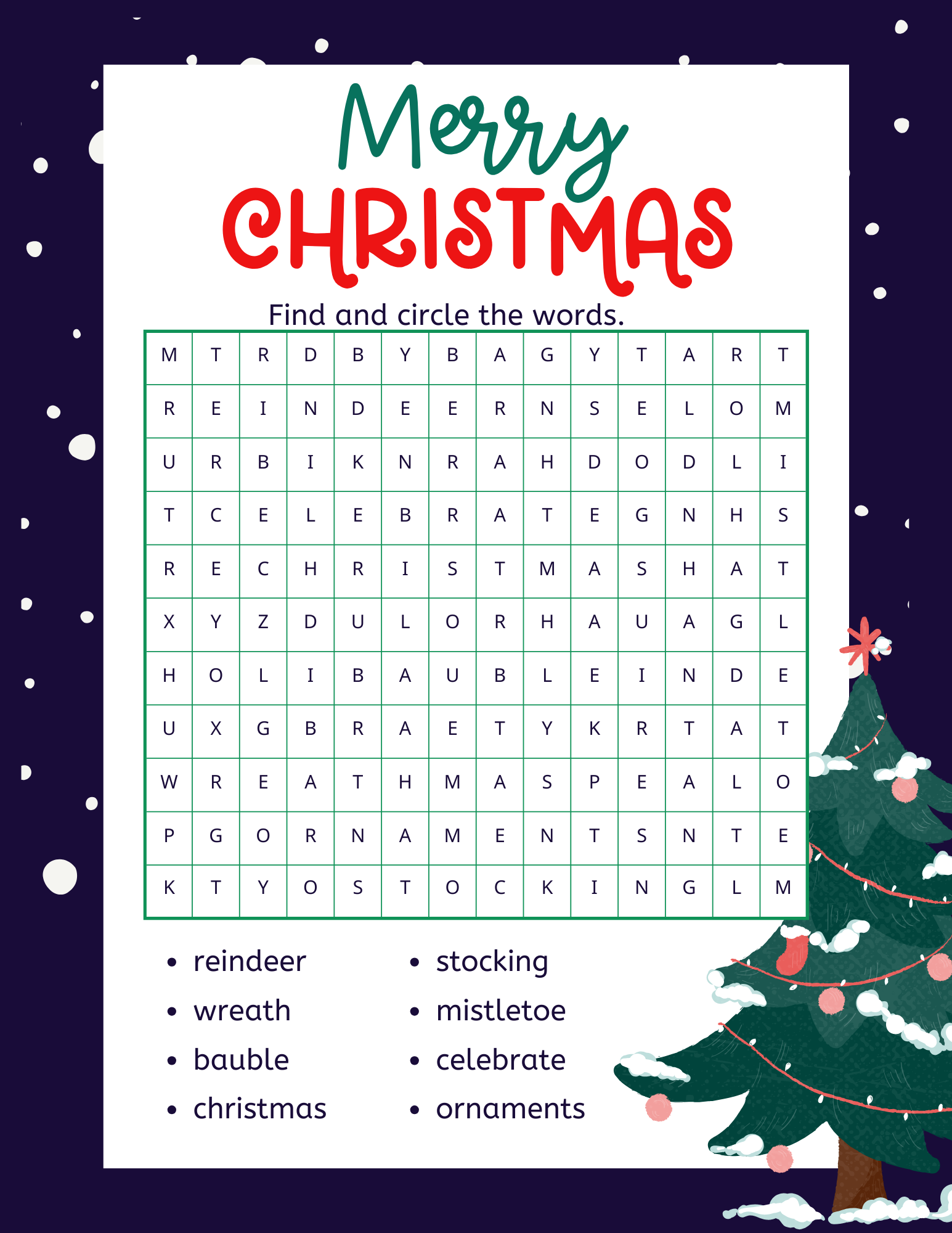 FREE Printable Christmas Word Search For Kids Xoxoerinsmith Worksheets Library