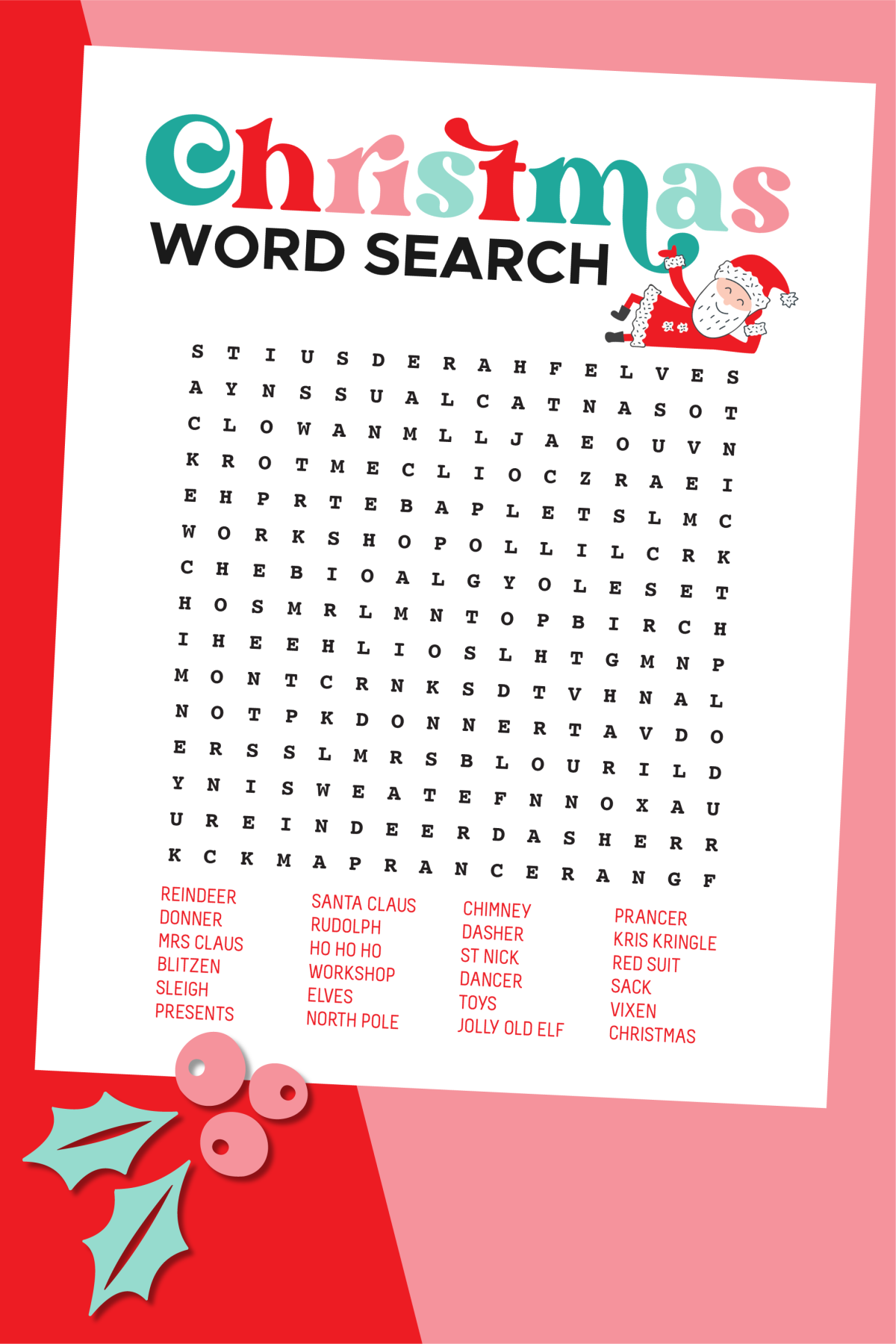 Free Printable Christmas Word Search Hey Let s Make Stuff
