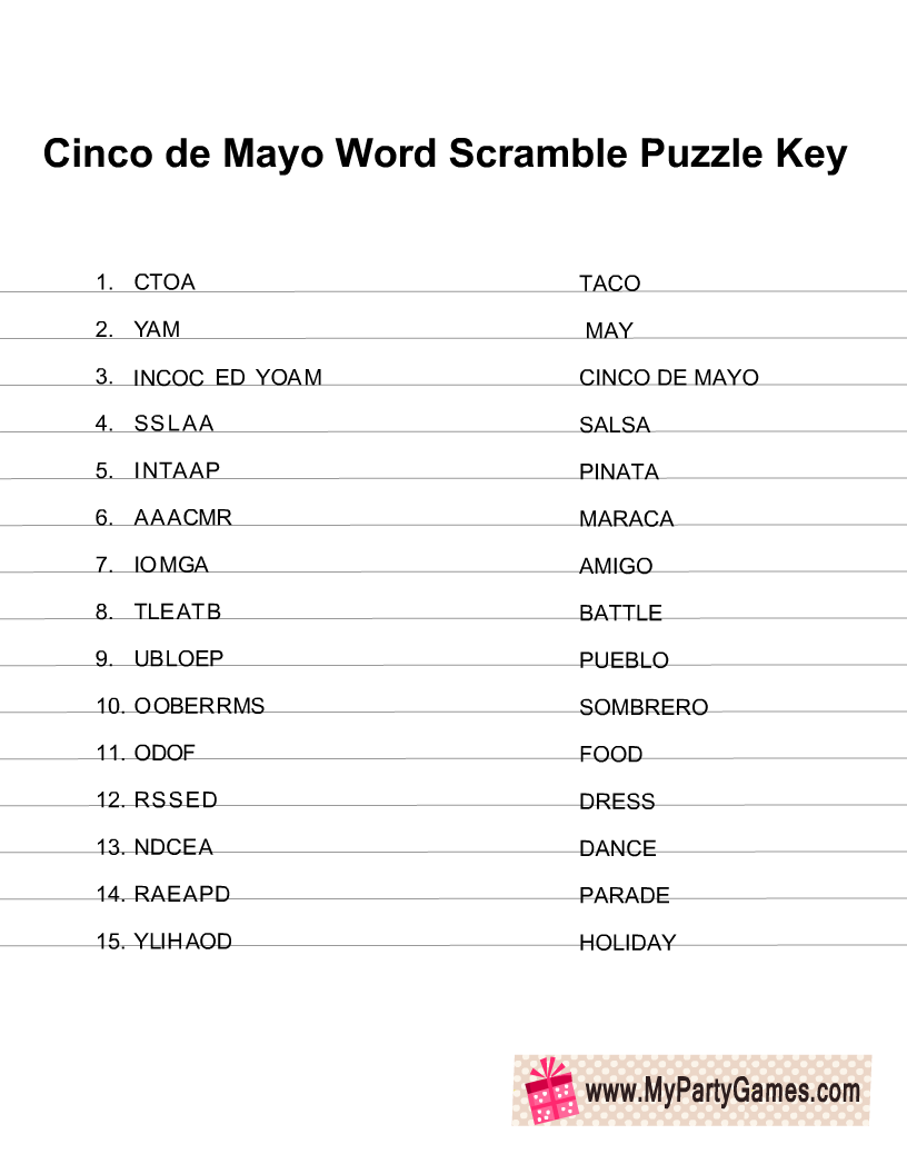 Printable Cinco De Mayo Word Search