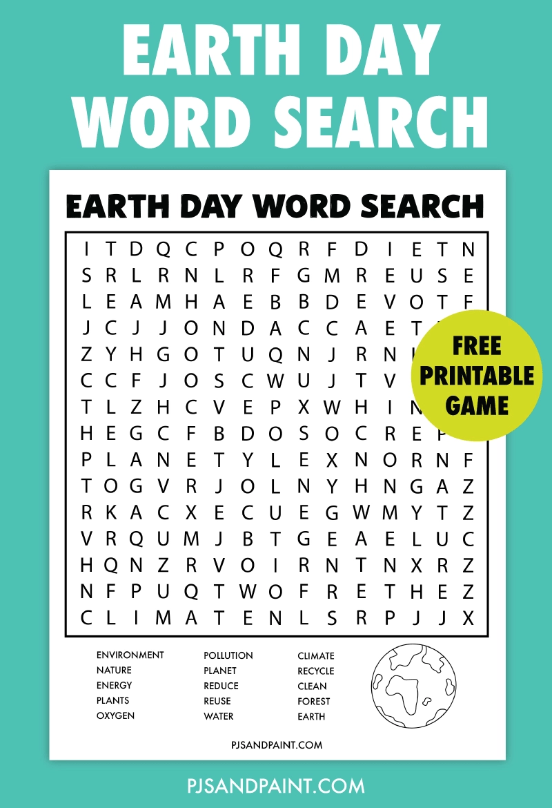 Free Printable Earth Day Word Search Pjs And Paint