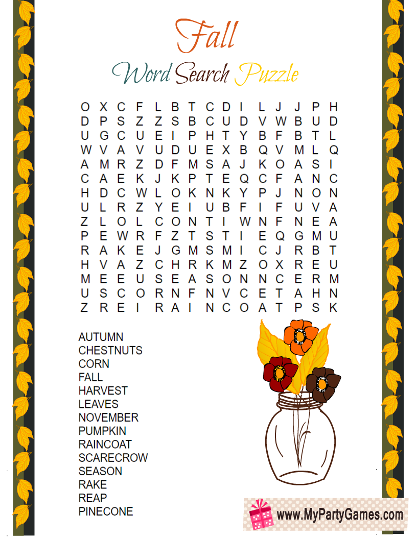 Free Printable Fall Word Searches Hard Free Printable Fall Word Searches Hard