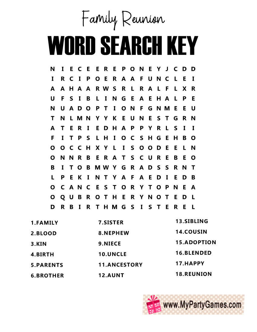 Printable Family Word Search