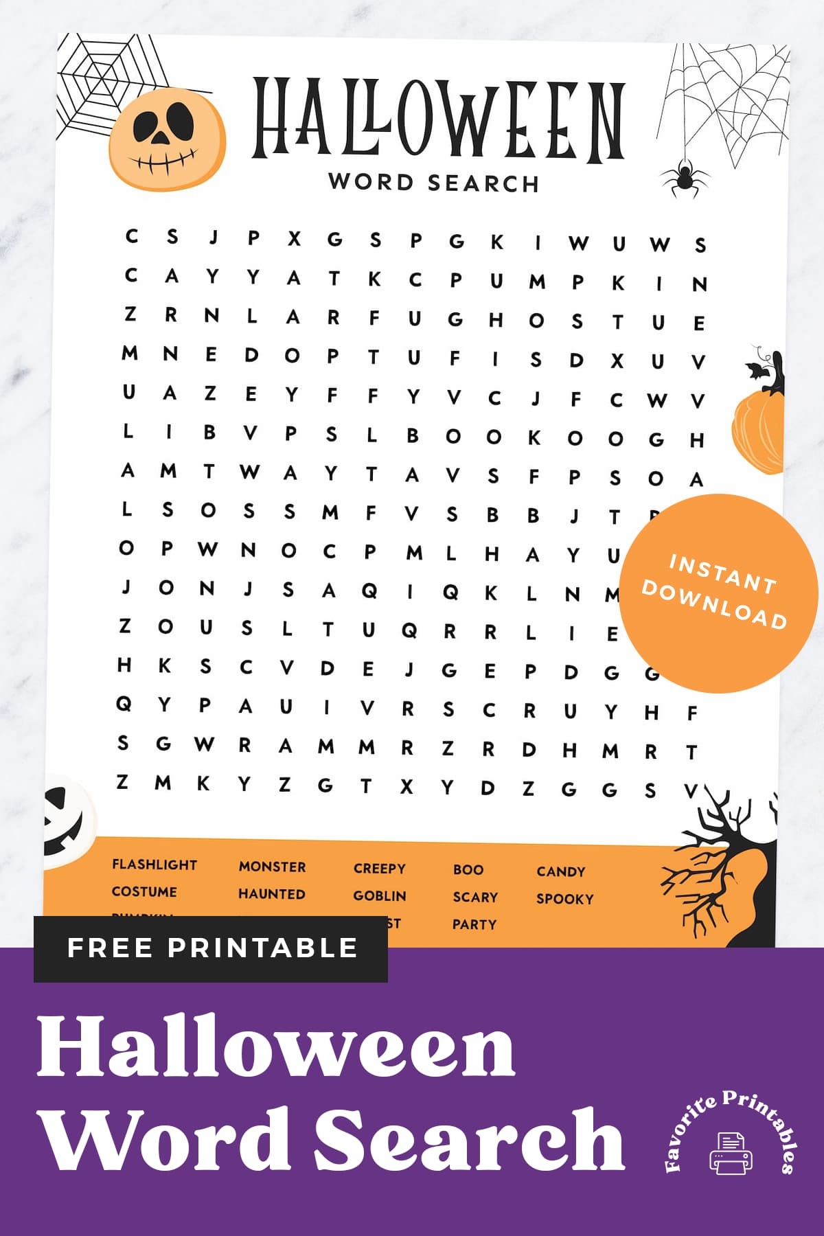 Kids Halloween Word Search Printable